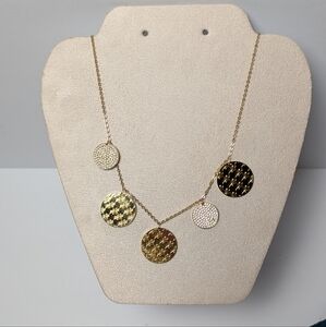 Swarovski Gold Tone Round Pave Circle Pendant Necklace Swan Imprint Crystals